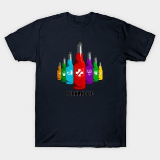 Zombie Perks in Triangle Perkaholic on Navy Blue T-Shirt